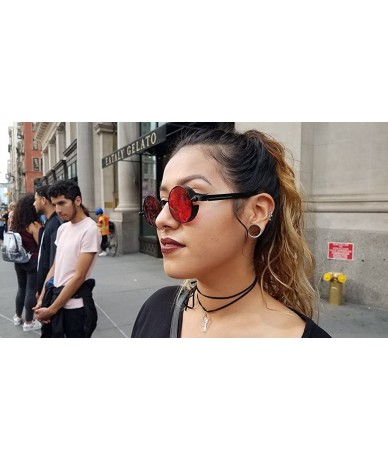 Goggle Steampunk Fashion Sunglasses NYC - Black & Clear Red - CF196C8RLID $31.13