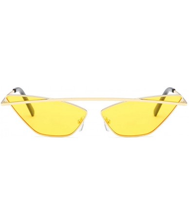 Round Women's Fashion Cat Eye Shade Sunglasses Integrated Stripe Vintage Glasses - Yellow - CN18TOT5YGQ $13.25