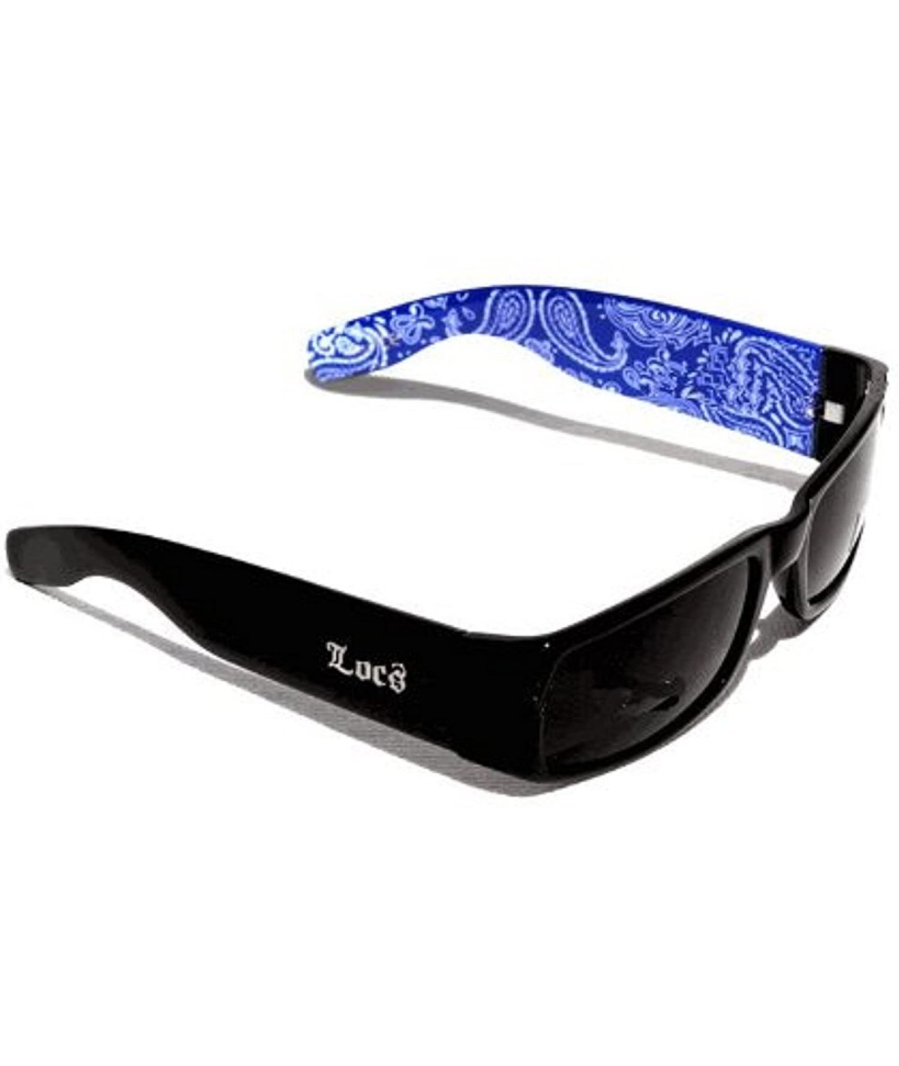 Rectangular Blue bandana pattern Original Gangsta Shades Hardcore Sunglasses - CR12OB88ET6 $20.14