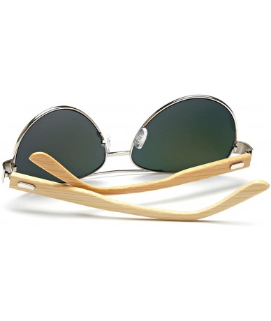 Rimless Bamboo Pilot Sunglasses Men Wooden Metal Women Brand Designer Mirror Sun Glasses Drive Retro De Sol - Kp1510 C5 - C61...