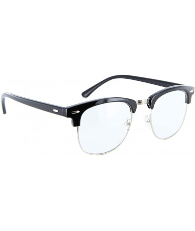 Round Men Women Glasses Half Frame Horned Rim Retro Classic Style - Silver - C218Y5LKAIH $19.09