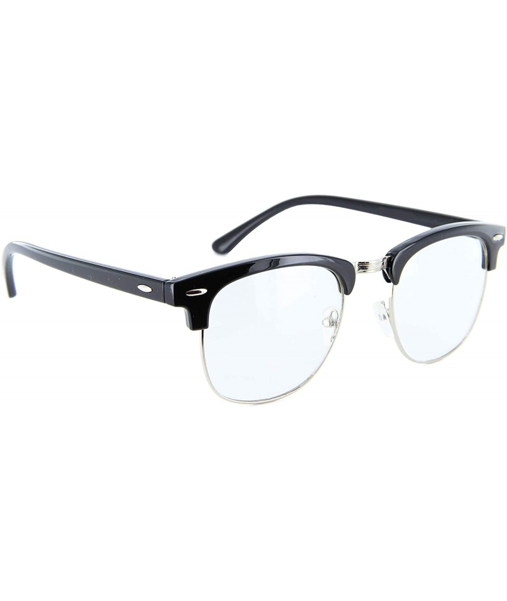 Round Men Women Glasses Half Frame Horned Rim Retro Classic Style - Silver - C218Y5LKAIH $19.09