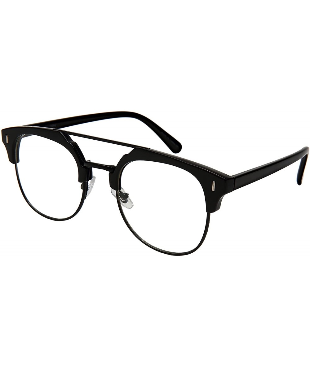 Wayfarer Sleek Horn Rim Sunnies w/Flat Clear Lens 53096 - Black - CG185KQER7T $18.50