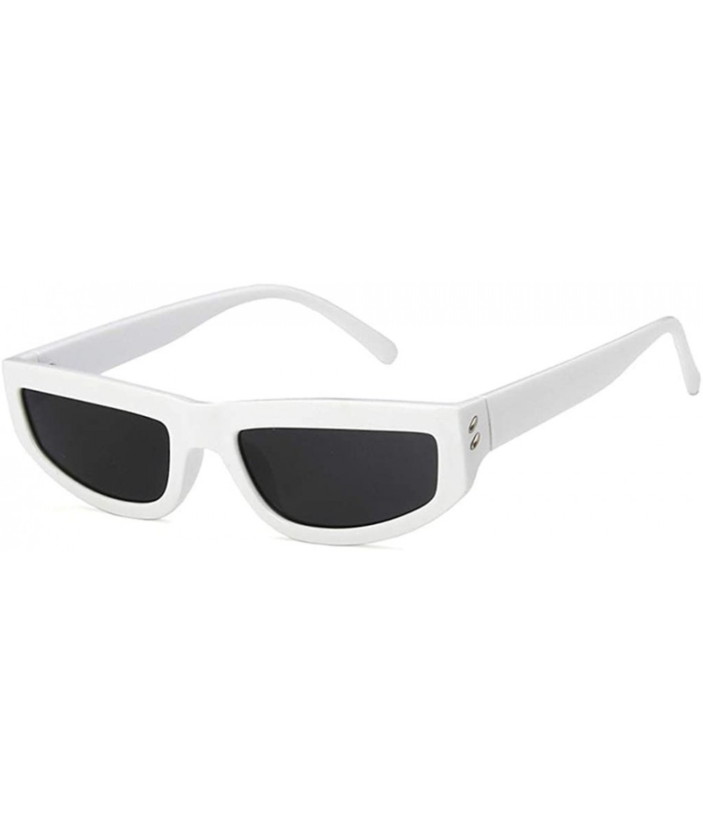 Rectangular Unisex Sunglasses Fashion Bright Black Grey Drive Holiday Rectangle Non-Polarized UV400 - White Grey - CL18RLXDGN...