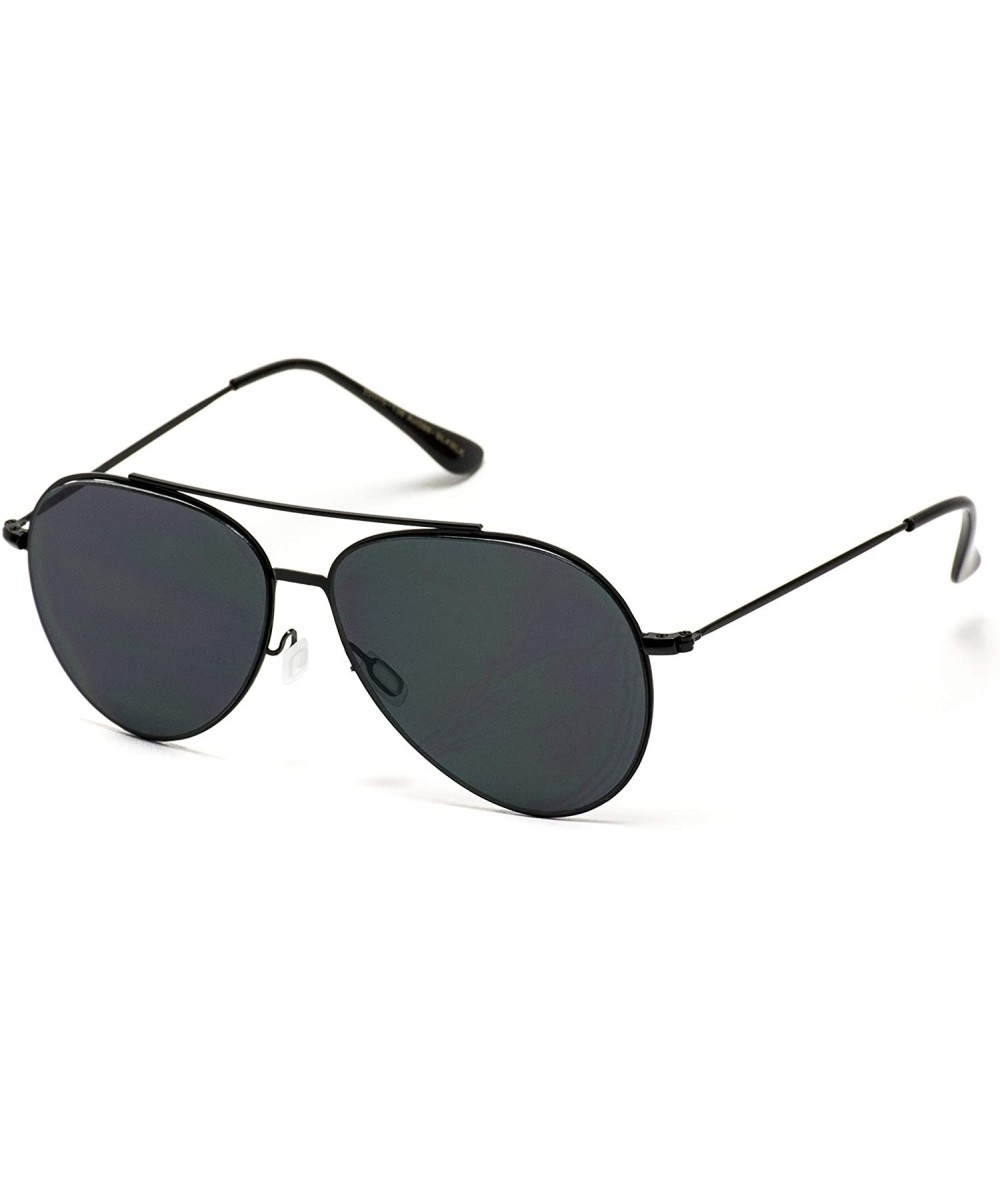 Aviator Modern Metal Frame Aviator Sunglasses - Black Frame/Black Lens - CM184XM6AC0 $50.25