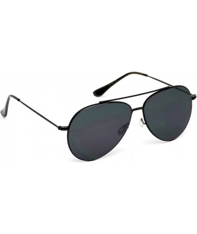 Aviator Modern Metal Frame Aviator Sunglasses - Black Frame/Black Lens - CM184XM6AC0 $50.25