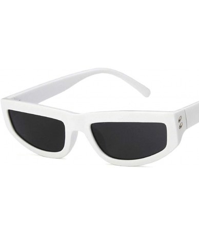 Rectangular Unisex Sunglasses Fashion Bright Black Grey Drive Holiday Rectangle Non-Polarized UV400 - White Grey - CL18RLXDGN...