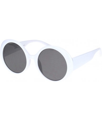 Round Womens Round Circle Mod Fashion Thick Plastic Wizard Sunglasses - White Black - CB18M4DK380 $18.91