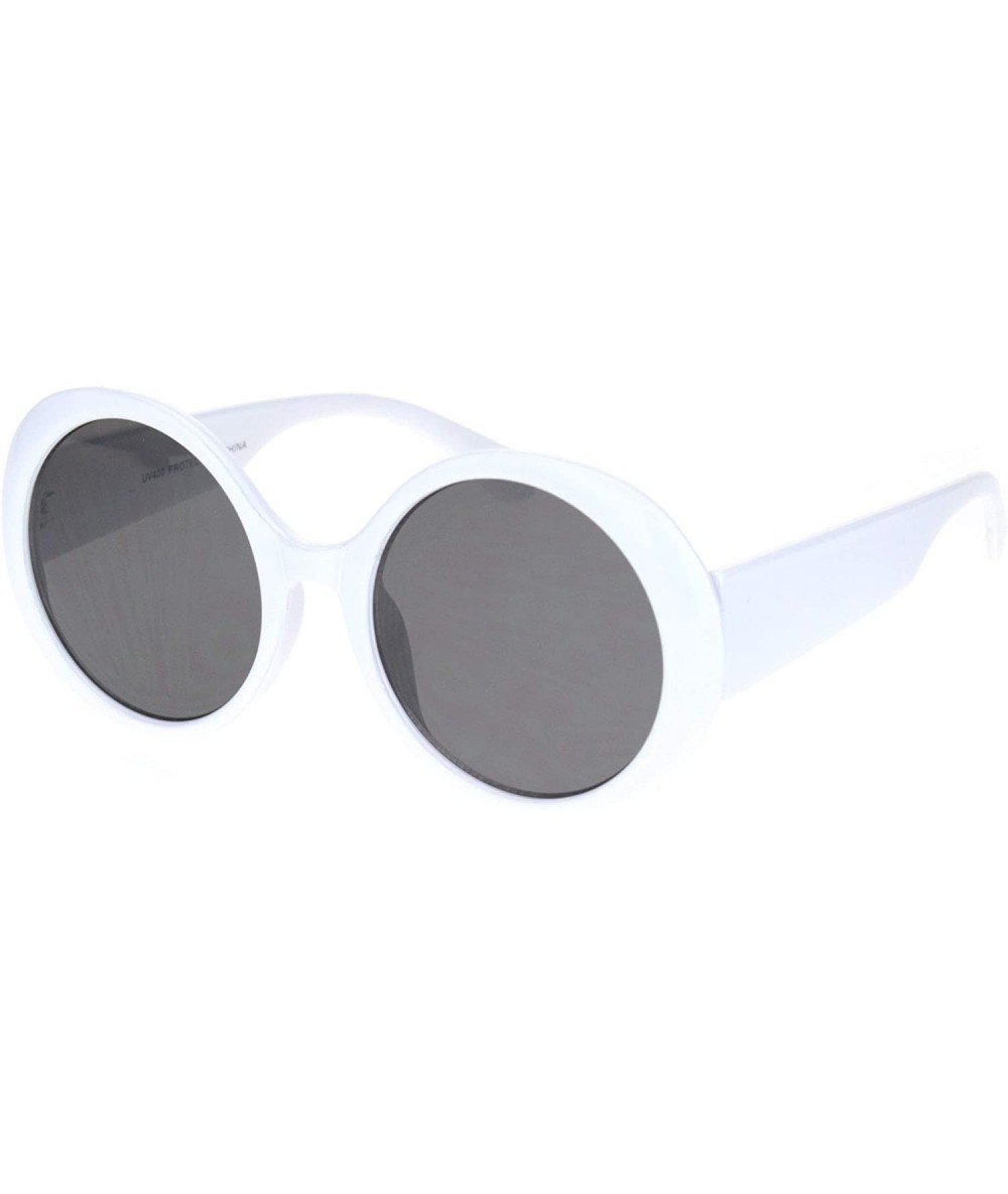 Round Womens Round Circle Mod Fashion Thick Plastic Wizard Sunglasses - White Black - CB18M4DK380 $18.91