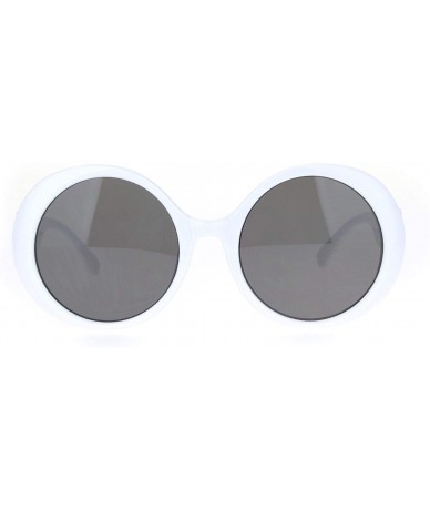 Round Womens Round Circle Mod Fashion Thick Plastic Wizard Sunglasses - White Black - CB18M4DK380 $18.91