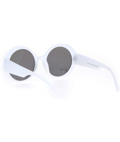 Round Womens Round Circle Mod Fashion Thick Plastic Wizard Sunglasses - White Black - CB18M4DK380 $18.91