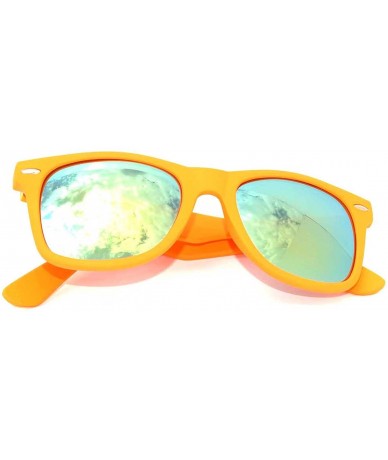 Wayfarer Vintage Retro Reflective Lens Sunglasses Mirror Lens Mens Womens - Mirror-orange-frame - CV11I7BPICB $18.64