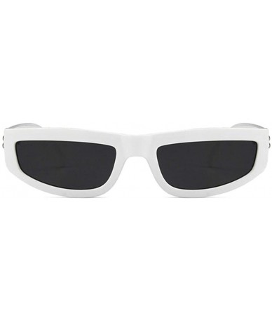 Rectangular Unisex Sunglasses Fashion Bright Black Grey Drive Holiday Rectangle Non-Polarized UV400 - White Grey - CL18RLXDGN...