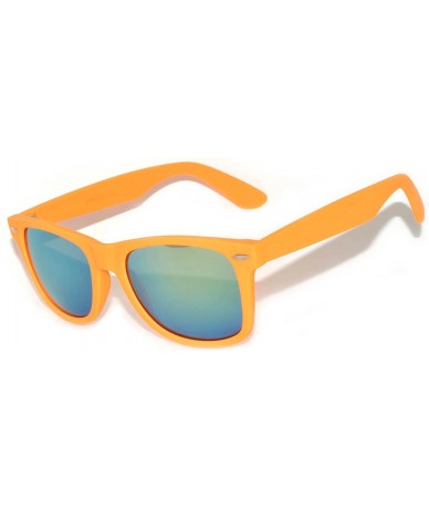 Wayfarer Vintage Retro Reflective Lens Sunglasses Mirror Lens Mens Womens - Mirror-orange-frame - CV11I7BPICB $18.64