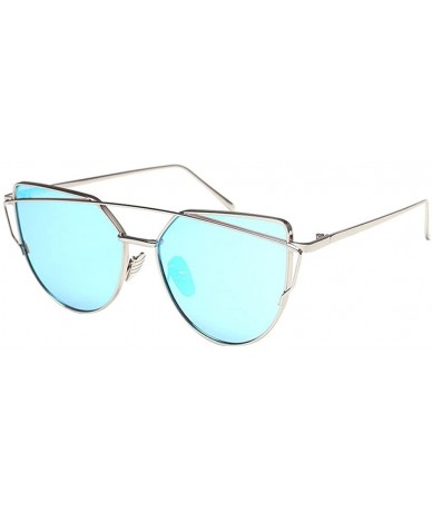 Cat Eye Classic Mirrored Sunglasses Metal Frame Cat Eye Mirrored Fashion Sunglasses - E - CN199O6UQ9N $16.44