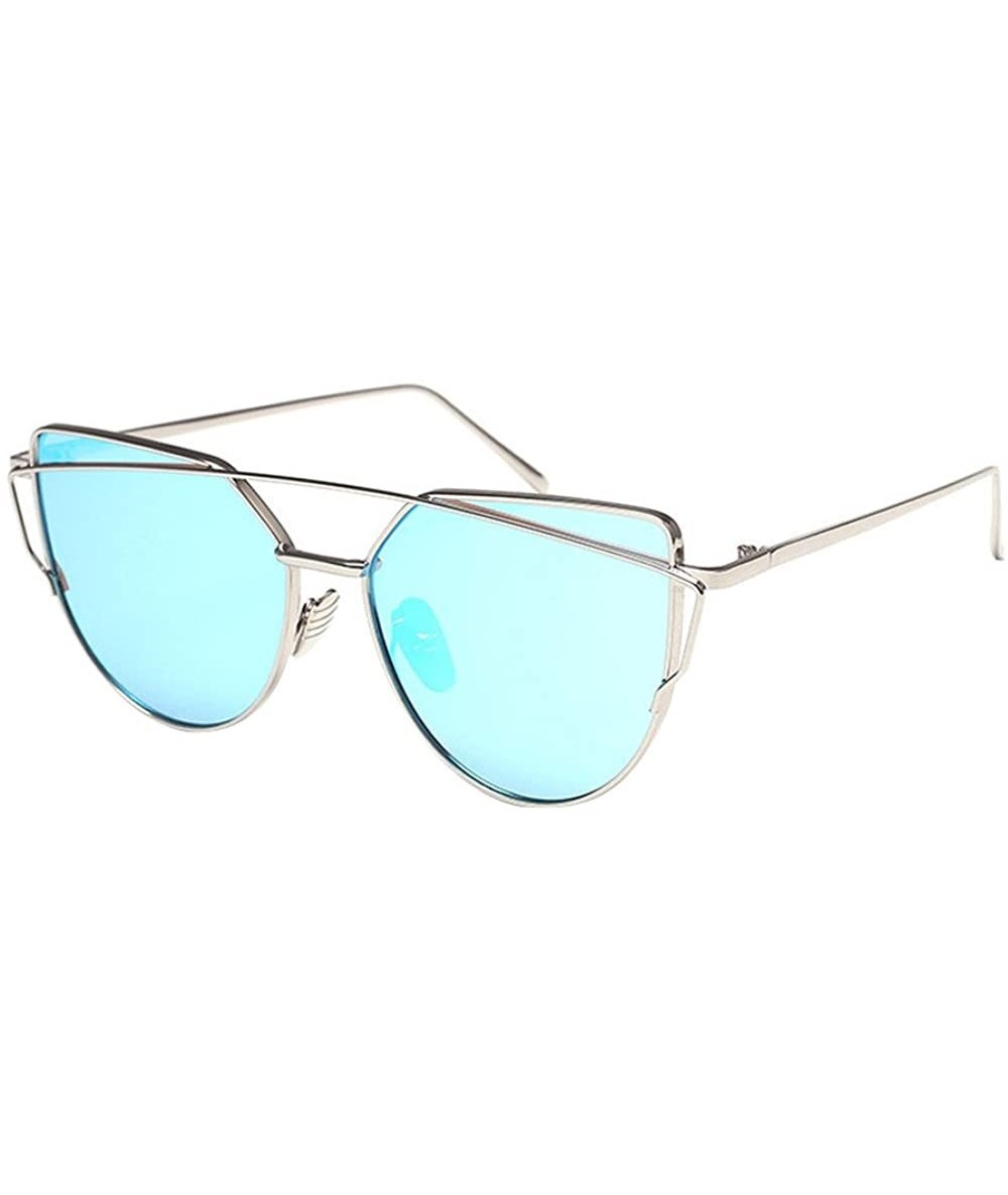 Cat Eye Classic Mirrored Sunglasses Metal Frame Cat Eye Mirrored Fashion Sunglasses - E - CN199O6UQ9N $16.44