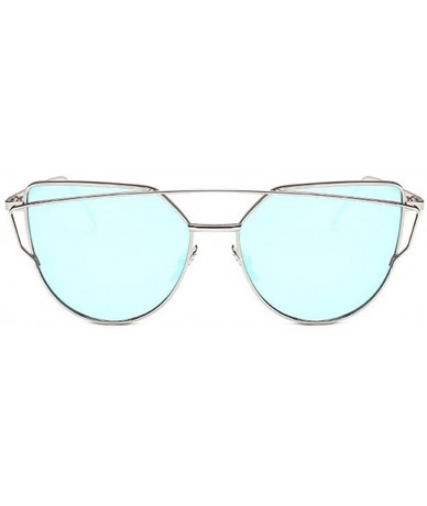 Cat Eye Classic Mirrored Sunglasses Metal Frame Cat Eye Mirrored Fashion Sunglasses - E - CN199O6UQ9N $16.44