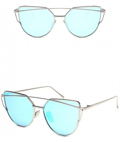 Cat Eye Classic Mirrored Sunglasses Metal Frame Cat Eye Mirrored Fashion Sunglasses - E - CN199O6UQ9N $16.44