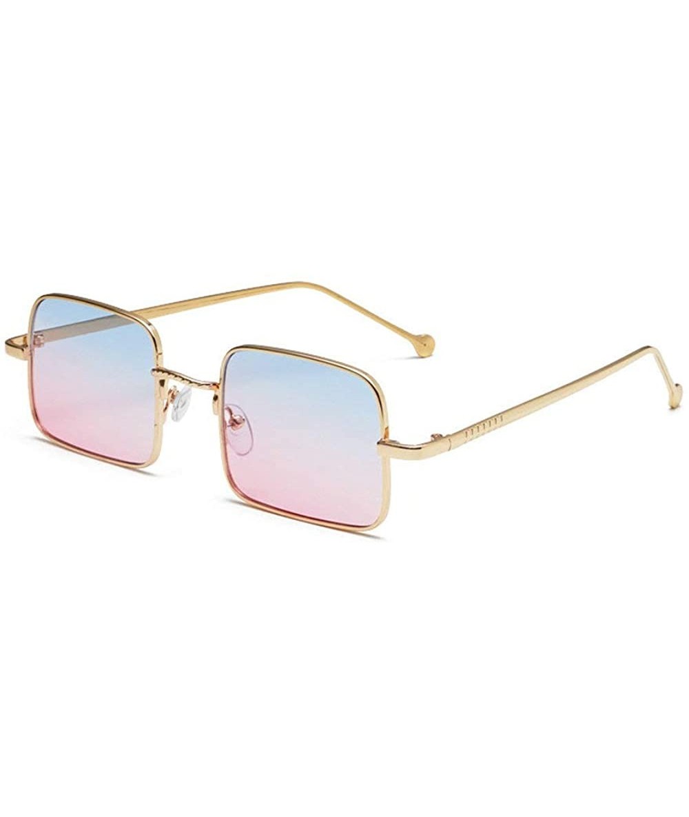 Square 2019 New fashion trend luxury marine piece square brand designer unisex sunglasses UV400 - Gold Blue Pink - CB18NEQOD8...