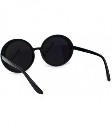 Round Womens Wizard Black Plastic Round Circle Hippie Sunglasses - Teal Mirror - CK1979ZK76W $19.88