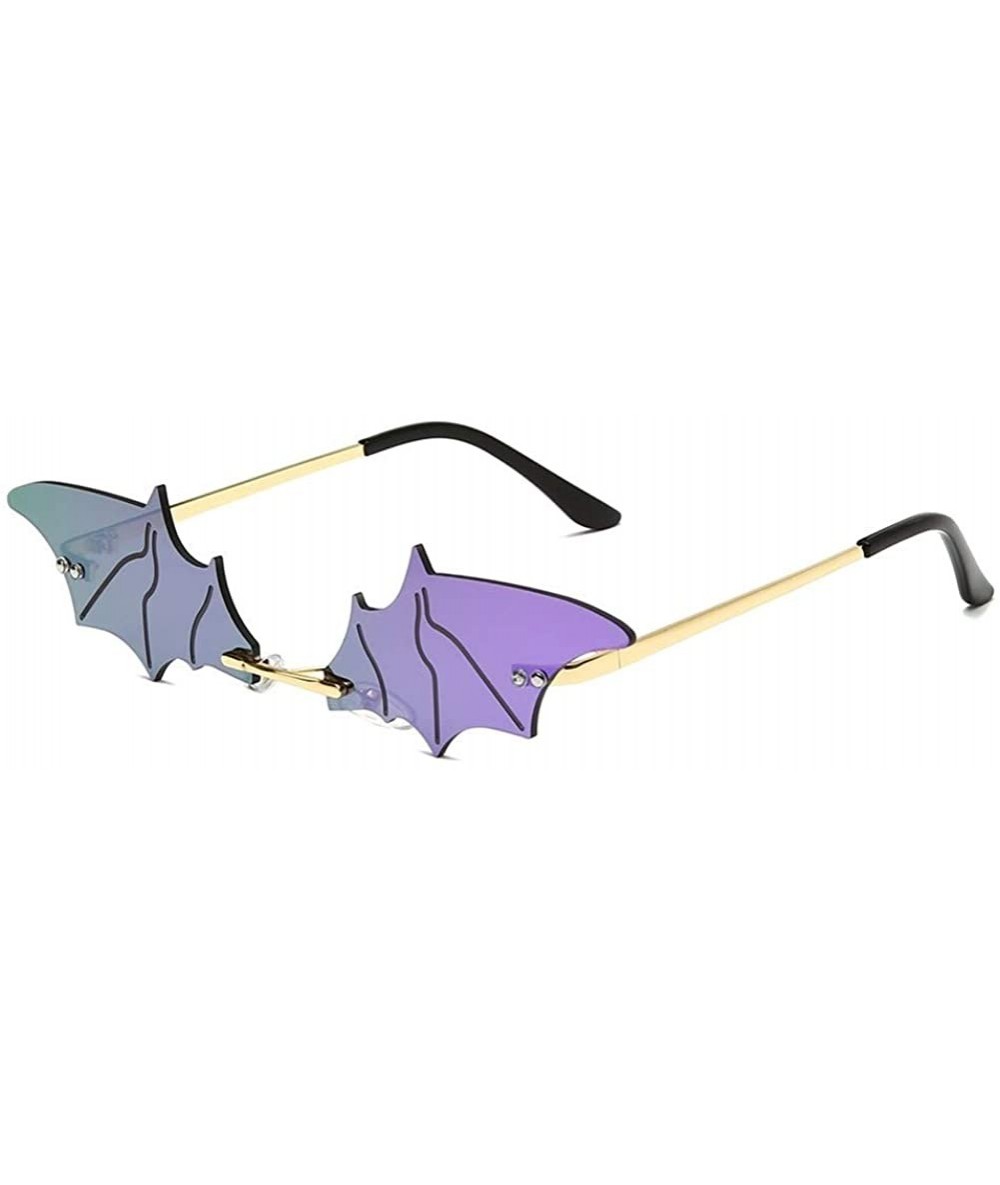 Rimless Bat Sunglasses for Women Rimless Sun Glasses Eyewear Shades - Purple Lens - CB1902Q96ND $22.75