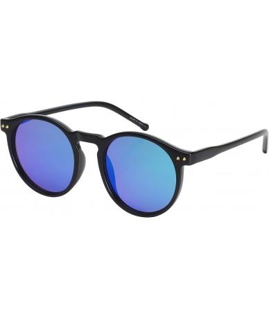 Round Round P3 Style Sunnies W/Flat Color Mirror Lens 541051-FLREV - Matte Black - CF12I8SL1QJ $18.56