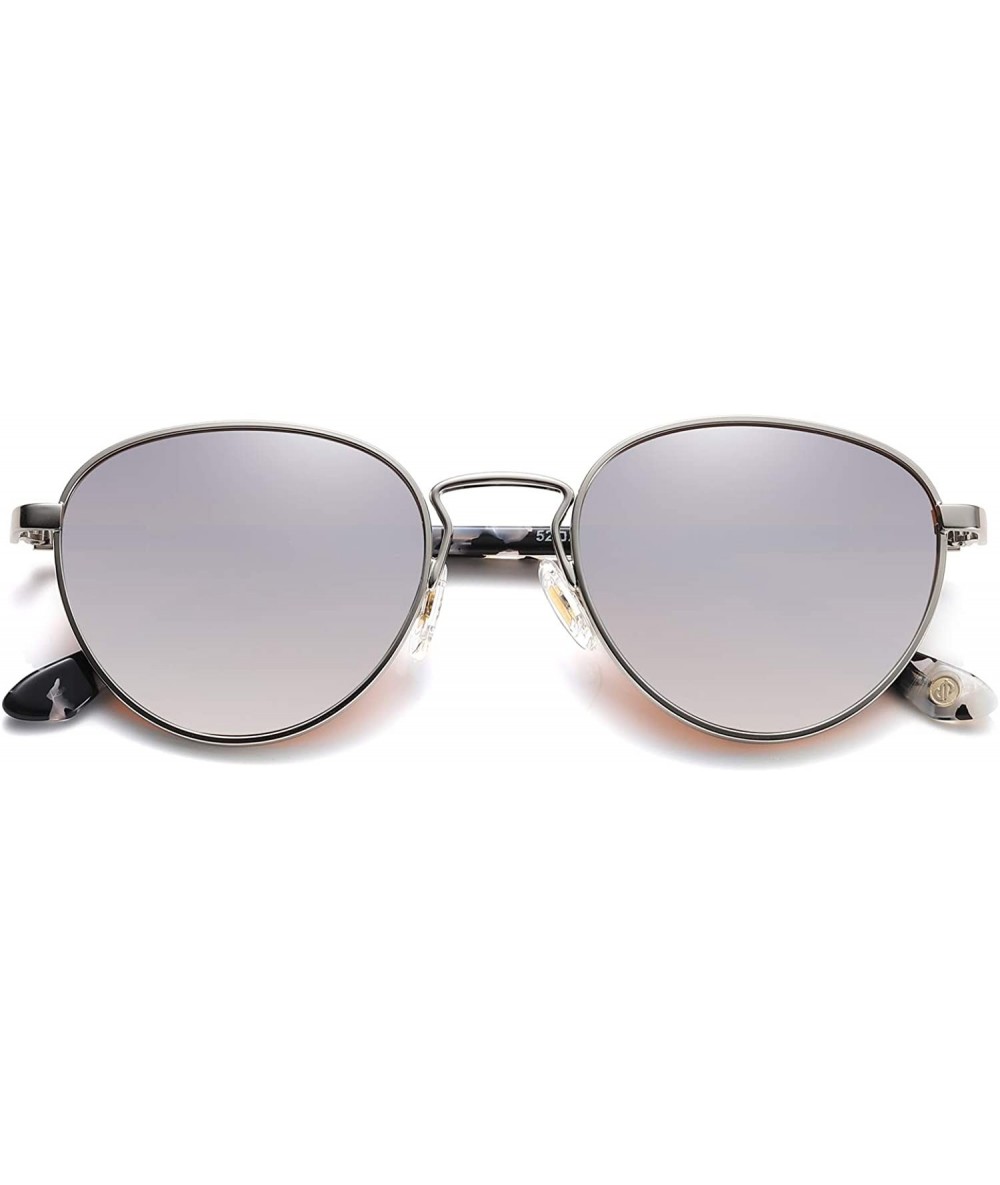 Oval Small Retro Oval Polarized Sunglasses with Acetate Temple Amber SJ1133 - CY192UA34Q0 $27.56