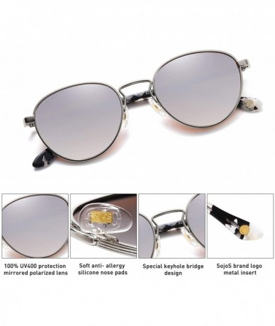 Oval Small Retro Oval Polarized Sunglasses with Acetate Temple Amber SJ1133 - CY192UA34Q0 $27.56