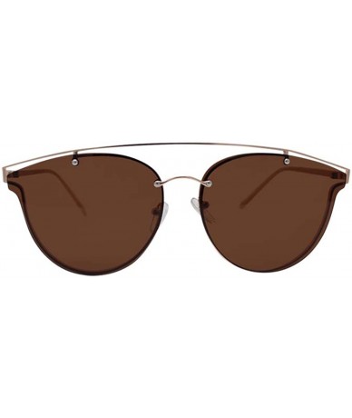 Oversized Flat Round Cutout Sunglasses With Case - Brown - CV185770CZX $35.03