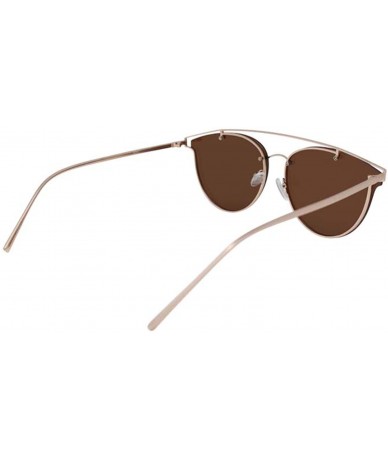 Oversized Flat Round Cutout Sunglasses With Case - Brown - CV185770CZX $35.03