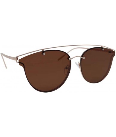 Oversized Flat Round Cutout Sunglasses With Case - Brown - CV185770CZX $35.03