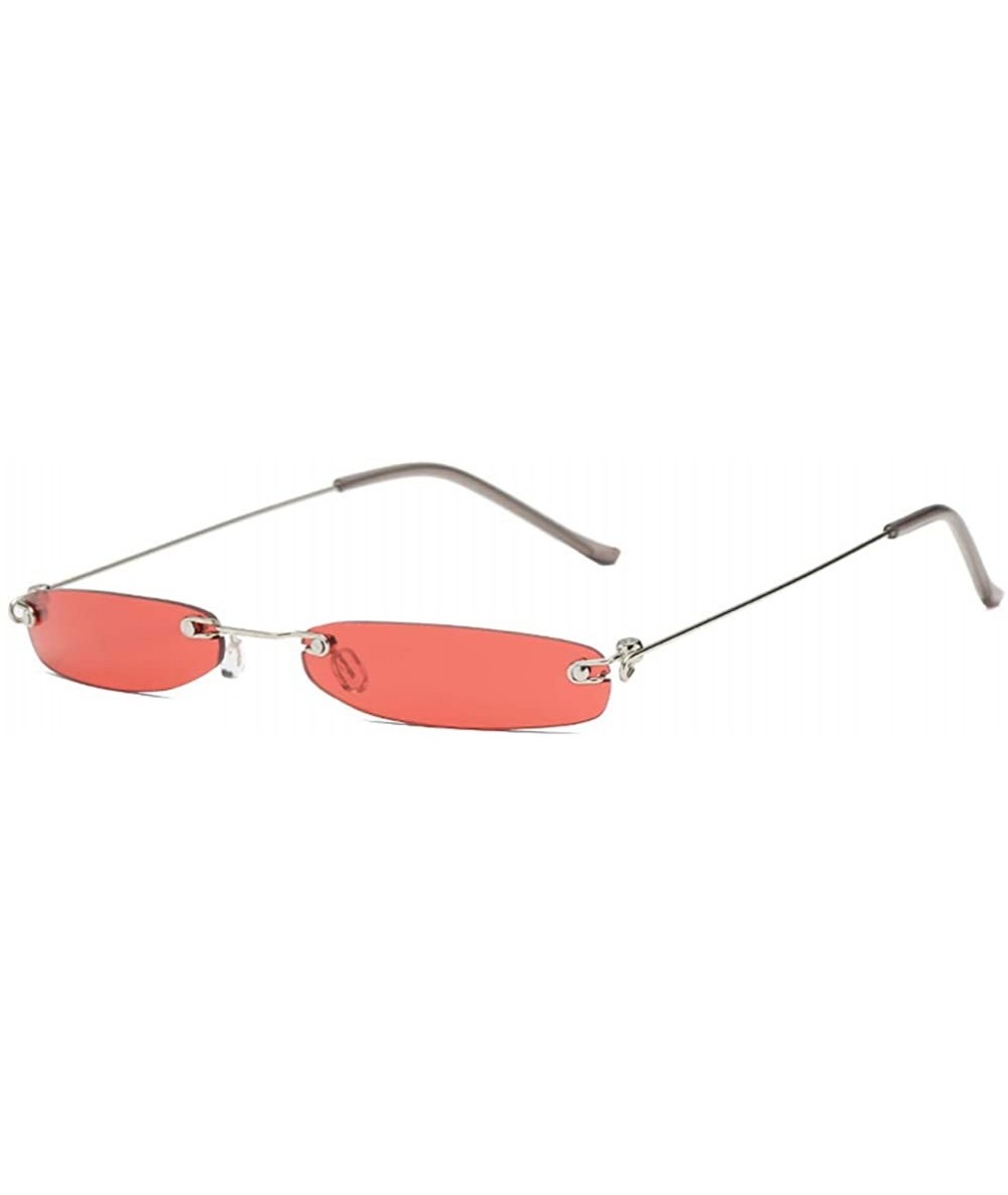 Rectangular Small Frame Rectangle Sunglasses - Red - CZ199DSINEU $46.46