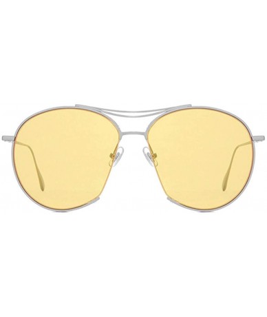 Aviator Fashion Twin-Beams Classic Women Sunglasses Metal Frame Mirror Sunglasses Cat Eye Large Frame Glasses - Yellow - CT18...