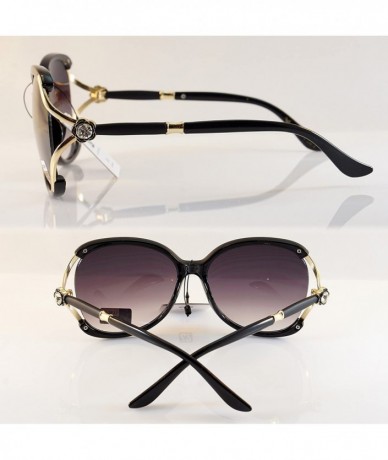 Square Luxury Chic Rhinestone Flower Jewel Open Temple Oversize Butterfly Sunglasses A047 - Black/ Purple - CL187K8R92L $23.57