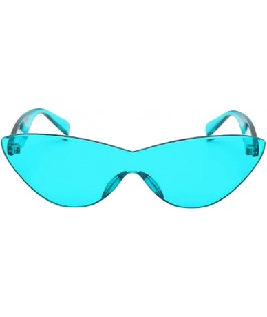 Semi-rimless Women Retro One Piece Cat Eye Sunglasses Rimless Eyewear UV Protection - Blue - CC1982D3H7U $25.70