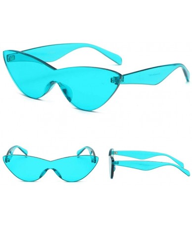 Semi-rimless Women Retro One Piece Cat Eye Sunglasses Rimless Eyewear UV Protection - Blue - CC1982D3H7U $25.70