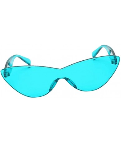 Semi-rimless Women Retro One Piece Cat Eye Sunglasses Rimless Eyewear UV Protection - Blue - CC1982D3H7U $25.70