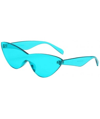 Semi-rimless Women Retro One Piece Cat Eye Sunglasses Rimless Eyewear UV Protection - Blue - CC1982D3H7U $25.70