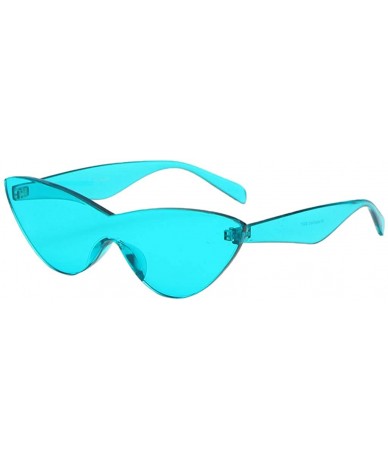 Semi-rimless Women Retro One Piece Cat Eye Sunglasses Rimless Eyewear UV Protection - Blue - CC1982D3H7U $25.70