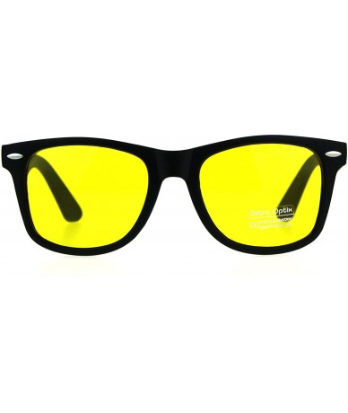 Rectangular Black Frame Hipster Plastic Horn Rim Yellow Night Driving Lens Sunglasses - Shiny Black - CQ180ZACY8Z $18.07