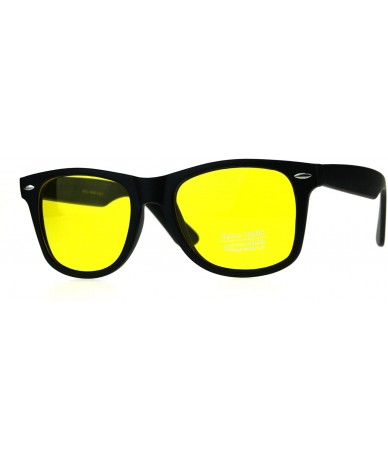 Rectangular Black Frame Hipster Plastic Horn Rim Yellow Night Driving Lens Sunglasses - Shiny Black - CQ180ZACY8Z $18.07