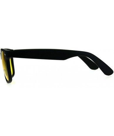 Rectangular Black Frame Hipster Plastic Horn Rim Yellow Night Driving Lens Sunglasses - Shiny Black - CQ180ZACY8Z $18.07