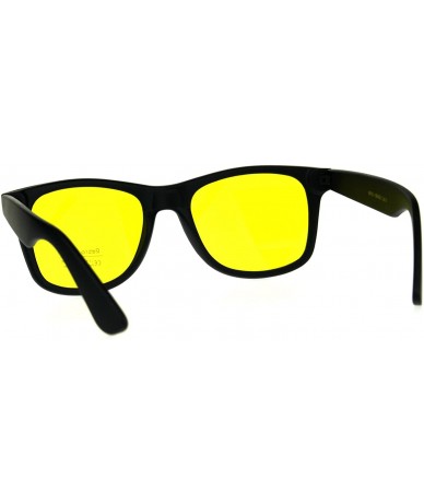 Rectangular Black Frame Hipster Plastic Horn Rim Yellow Night Driving Lens Sunglasses - Shiny Black - CQ180ZACY8Z $18.07