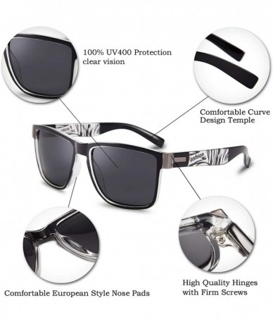 Sport Vintage Polarized Sunglasses for Men Driving Square Sun Glasses UV Protection - Silver - CY18AD9MKRC $26.39