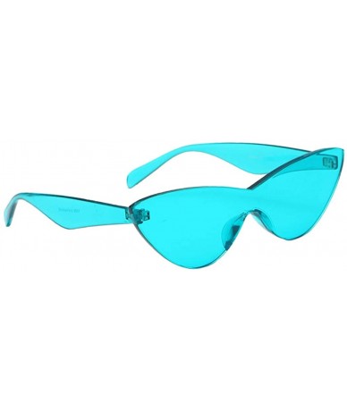 Semi-rimless Women Retro One Piece Cat Eye Sunglasses Rimless Eyewear UV Protection - Blue - CC1982D3H7U $25.70