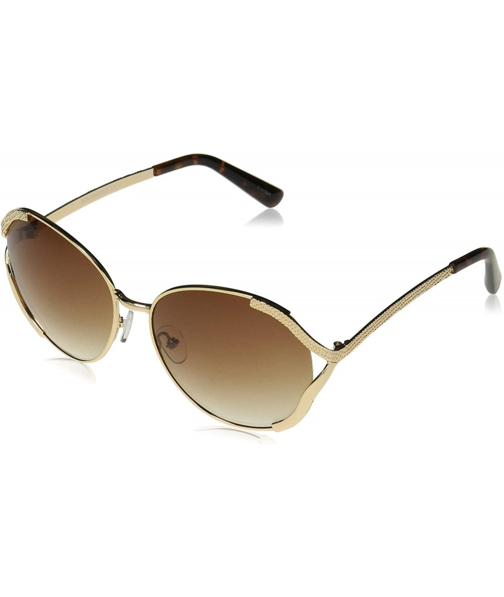 Round Women's 1010SP Over-Sized Vented Metal Sunglasses with 100% UV Protection - 60 mm - Gold - CV18NGAMD5X $38.29