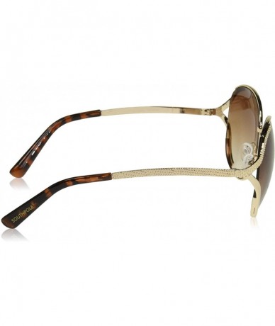 Round Women's 1010SP Over-Sized Vented Metal Sunglasses with 100% UV Protection - 60 mm - Gold - CV18NGAMD5X $38.29