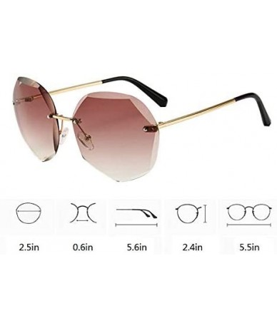 Round Women Hipster Polygon Sunglasses UV400 Metal Frame Eyewear - Brown - CB18W6W7U8M $22.95