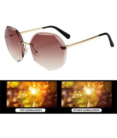 Round Women Hipster Polygon Sunglasses UV400 Metal Frame Eyewear - Brown - CB18W6W7U8M $22.95