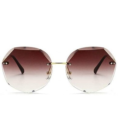 Round Women Hipster Polygon Sunglasses UV400 Metal Frame Eyewear - Brown - CB18W6W7U8M $22.95